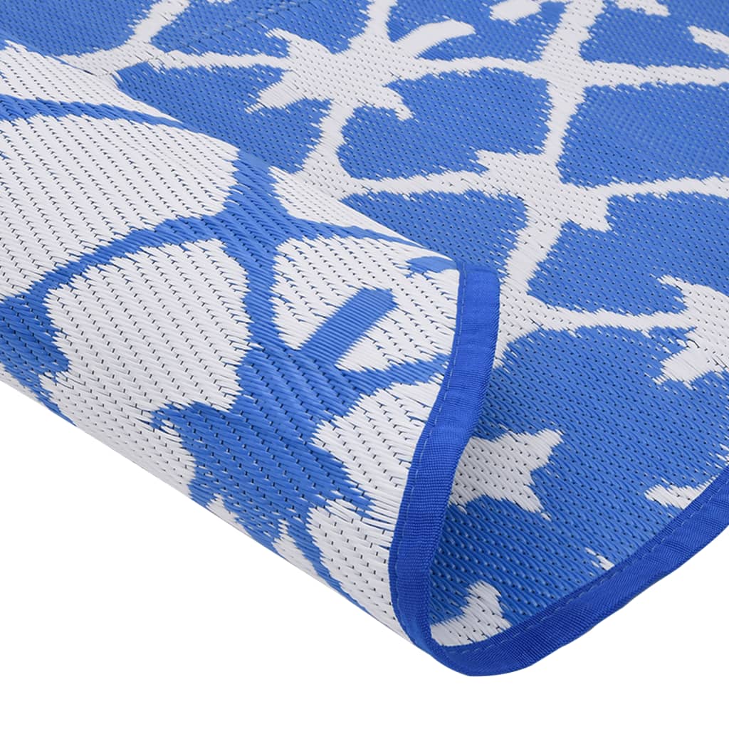 vidaXL Outdoor-Teppich ARAKIL Blau und Weiß Ø160 cm PP