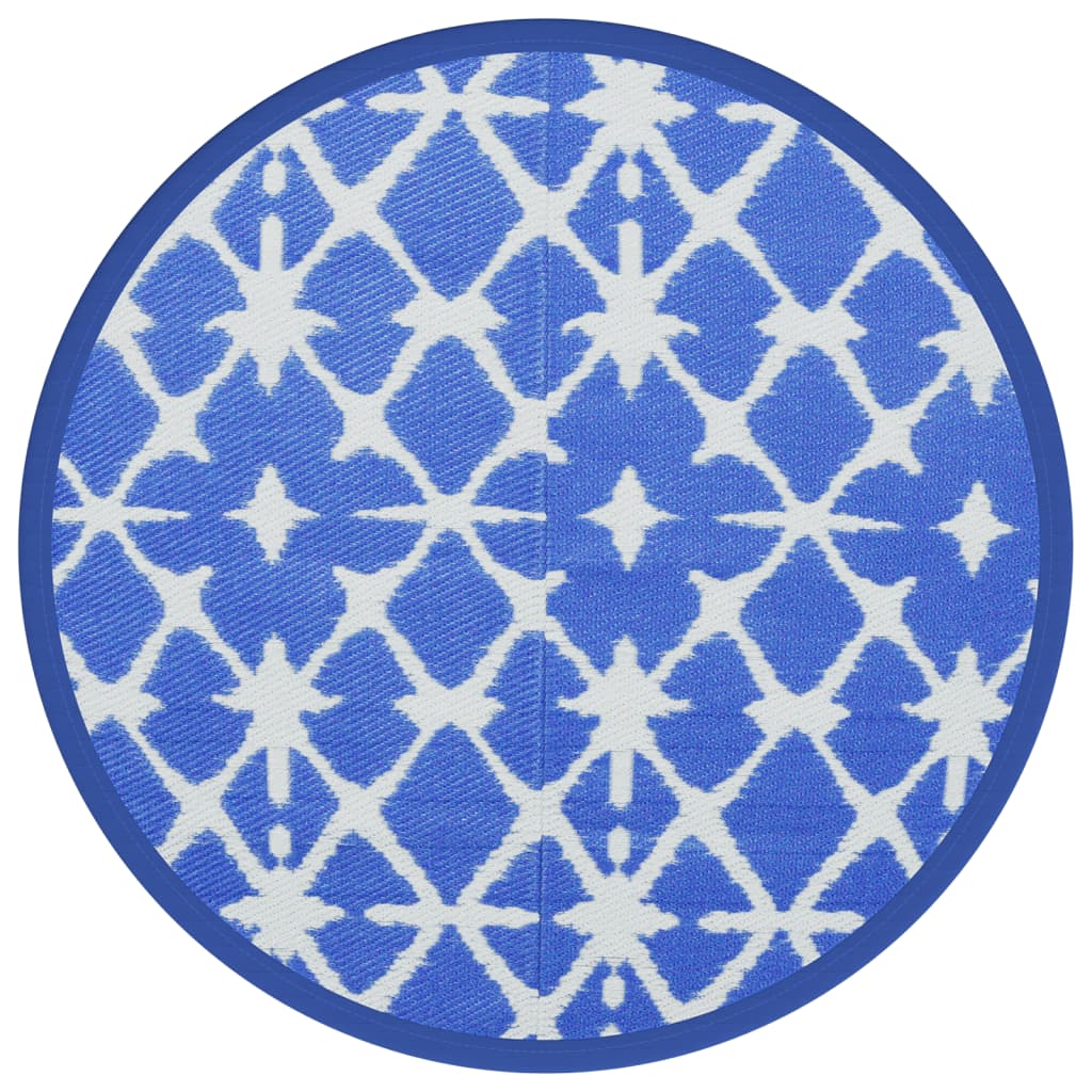 vidaXL Outdoor-Teppich ARAKIL Blau und Weiß Ø200 cm PP