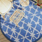 vidaXL Outdoor-Teppich ARAKIL Blau und Weiß Ø200 cm PP