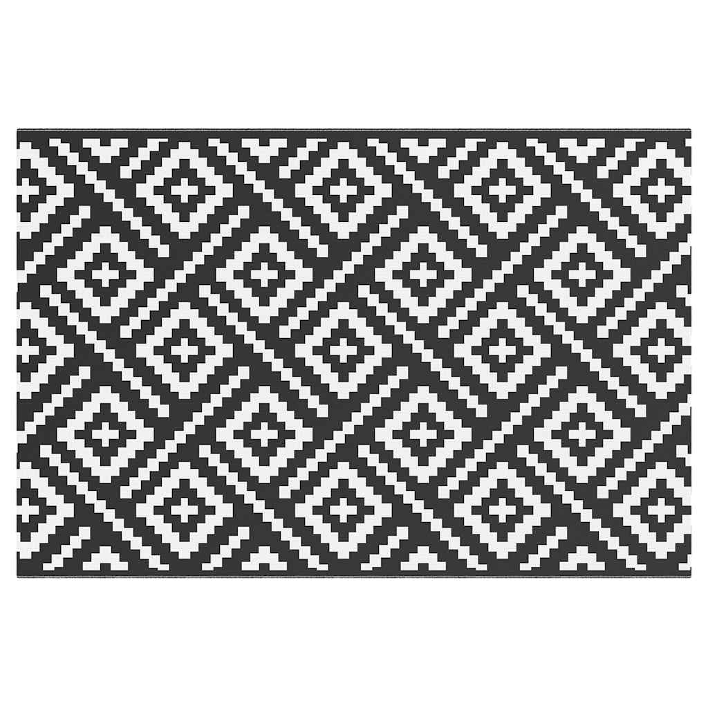 vidaXL Outdoor-Teppich ARAKIL Weiß und Schwarz 120x180 cm PP