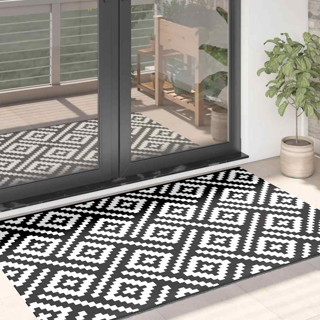 vidaXL Outdoor-Teppich ARAKIL Weiß und Schwarz 120x180 cm PP