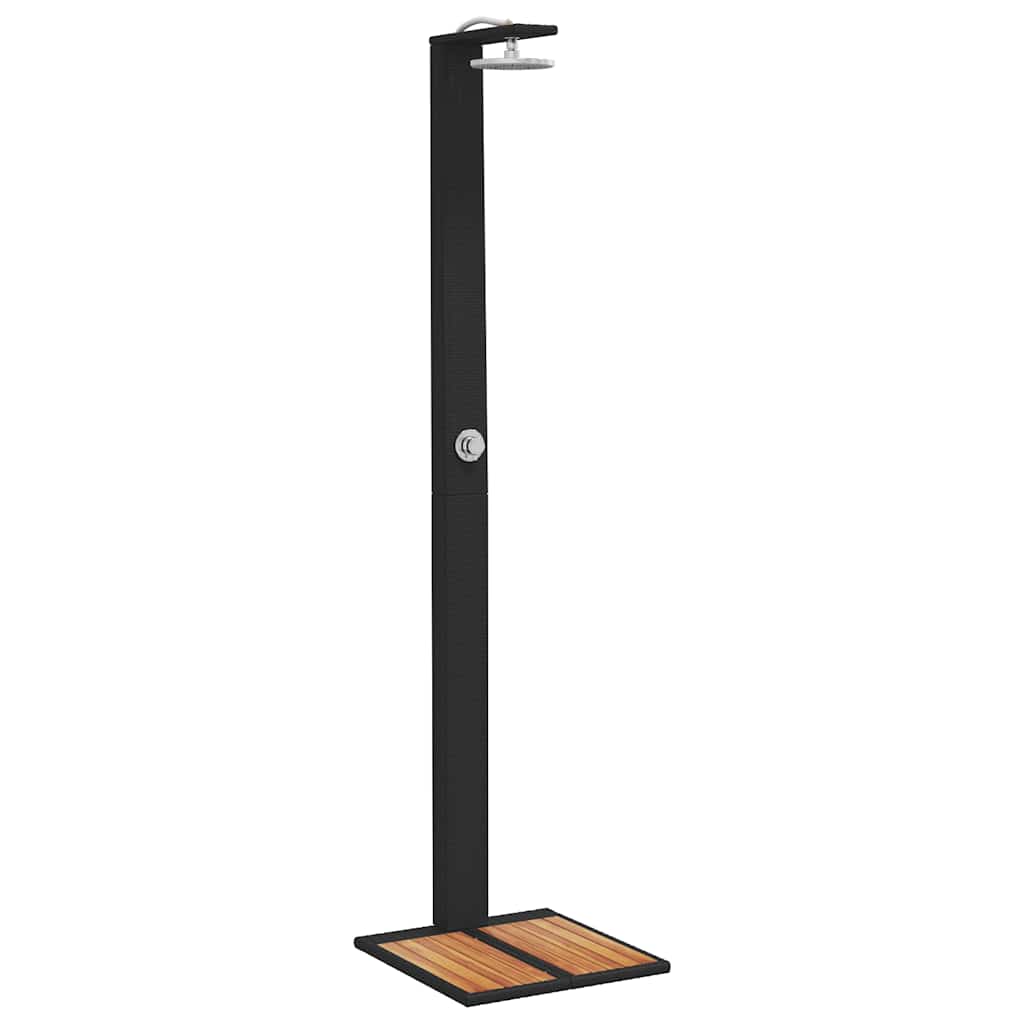 vidaXL Gartendusche Schwarz 50x55x224 cm Poly Rattan und Akazienholz