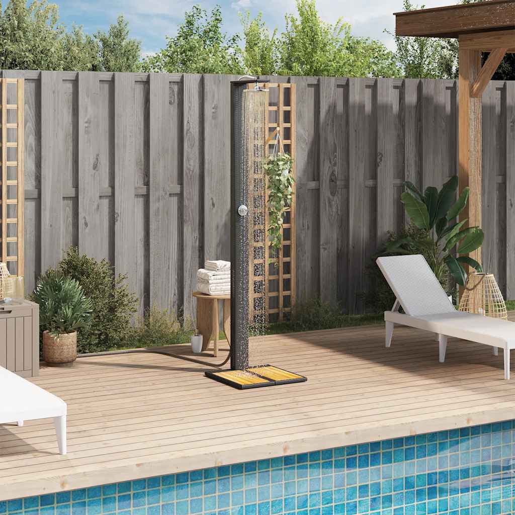 vidaXL Gartendusche Schwarz 50x55x224 cm Poly Rattan und Akazienholz