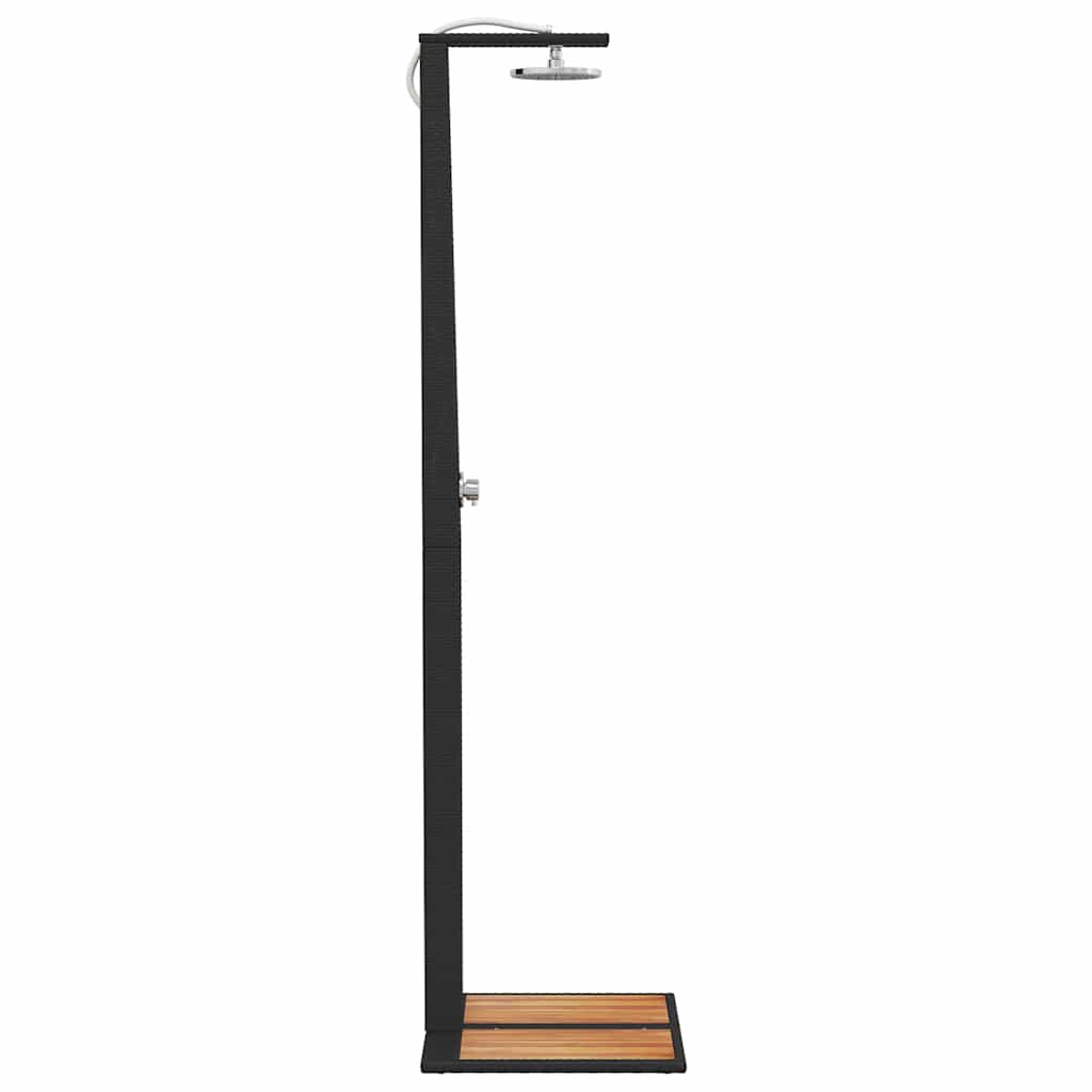 vidaXL Gartendusche Schwarz 50x55x224 cm Poly Rattan und Akazienholz