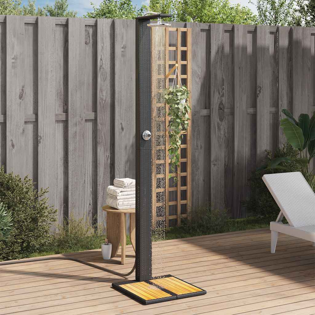 vidaXL Gartendusche Schwarz 50x55x224 cm Poly Rattan und Akazienholz