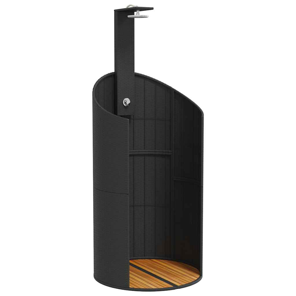 vidaXL Gartendusche Schwarz 100x100x241,5 cm Poly Rattan Akazienholz