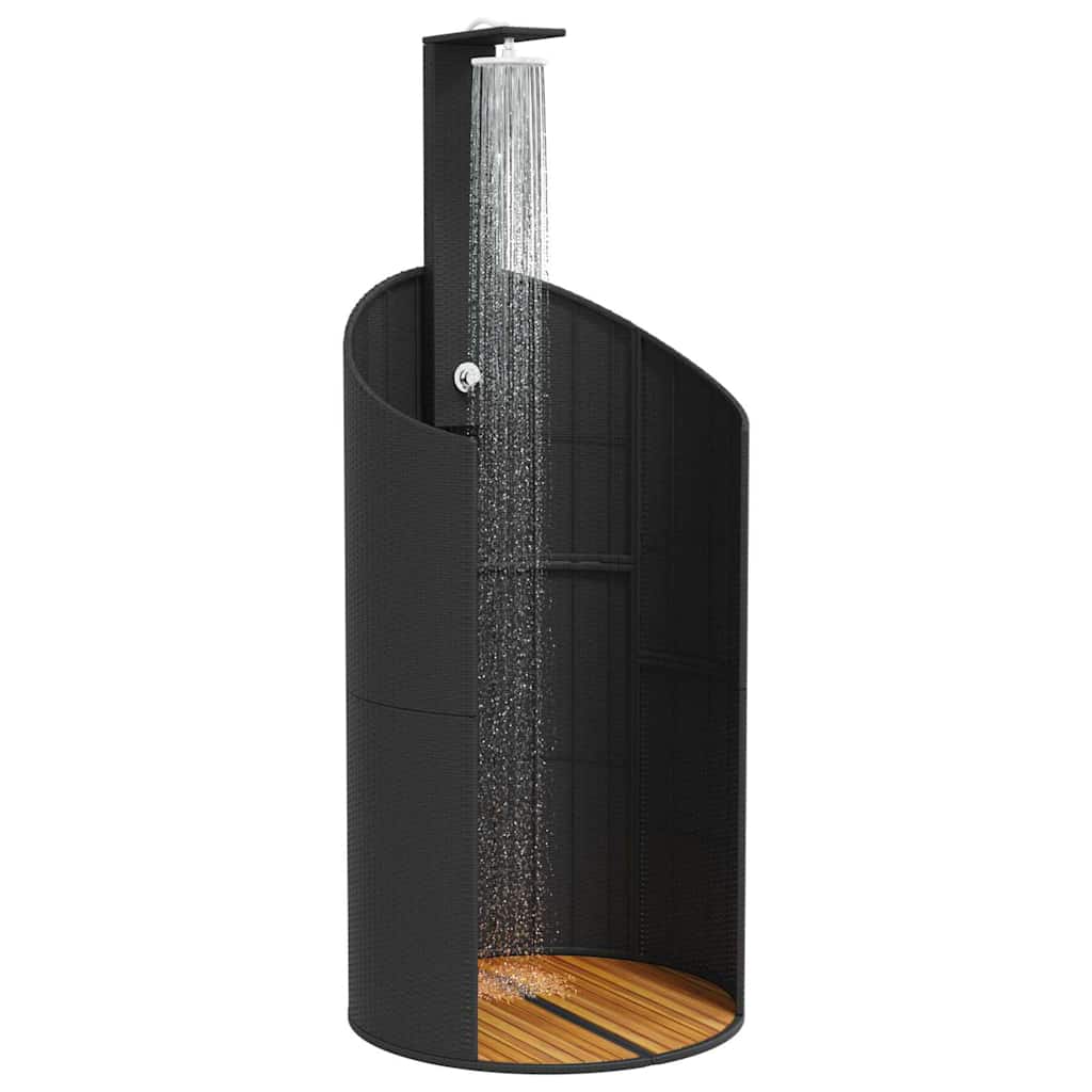 vidaXL Gartendusche Schwarz 100x100x241,5 cm Poly Rattan Akazienholz