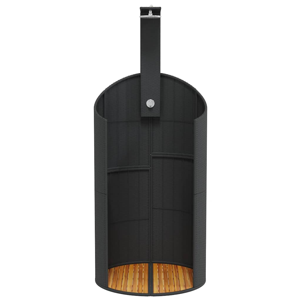 vidaXL Gartendusche Schwarz 100x100x241,5 cm Poly Rattan Akazienholz