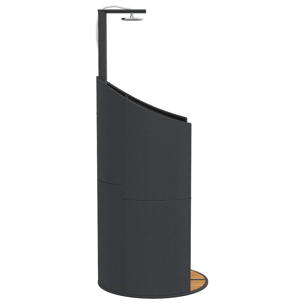 vidaXL Gartendusche Schwarz 100x100x241,5 cm Poly Rattan Akazienholz
