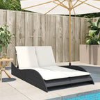 vidaXL Sonnenliege mit Auflagen Schwarz 114x205x73 cm Poly Rattan
