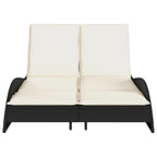 vidaXL Sonnenliege mit Auflagen Schwarz 114x205x73 cm Poly Rattan