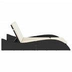 vidaXL Sonnenliege mit Auflagen Schwarz 114x205x73 cm Poly Rattan