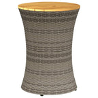 vidaXL Garten-Beistelltisch Trommelform Grau Poly Rattan & Massivholz