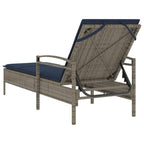 vidaXL | Sonnenliege | mit Kissen Grau 63 x 200 x 81 cm Poly-Rattan