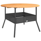 vidaXL Gartentisch mit Holzplatte Schwarz Ø110x71 cm Poly Rattan
