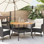 vidaXL Gartentisch mit Holzplatte Schwarz Ø110x71 cm Poly Rattan