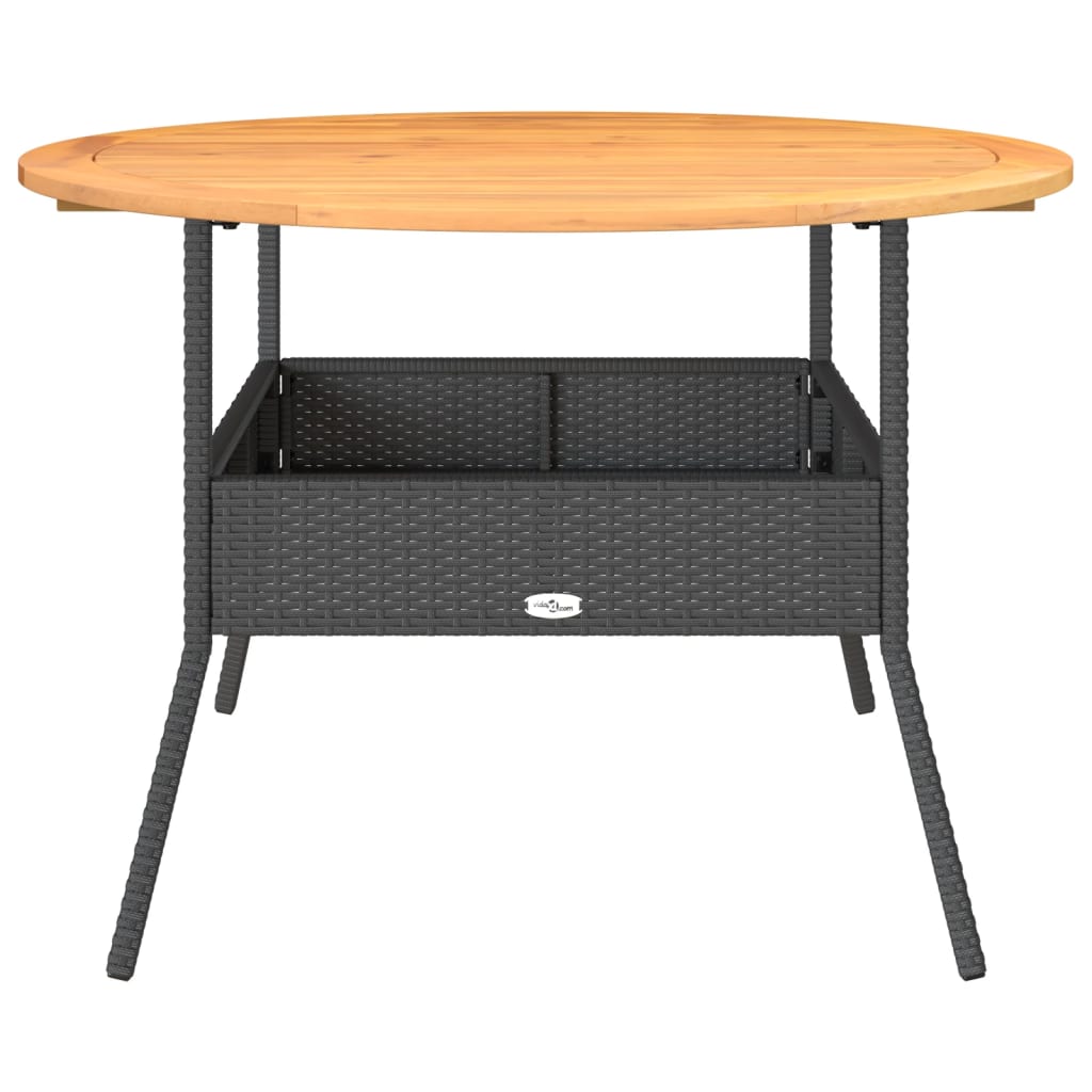 vidaXL Gartentisch mit Holzplatte Schwarz Ø110x71 cm Poly Rattan