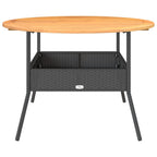 vidaXL Gartentisch mit Holzplatte Schwarz Ø110x71 cm Poly Rattan