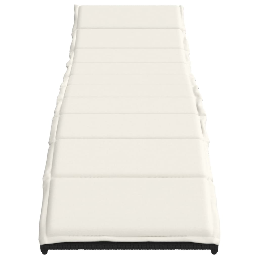 vidaXL Sonnenliege mit Kissen Schwarz 55x199x50 cm Poly Rattan