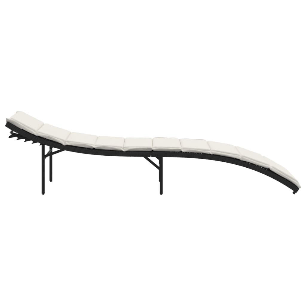 vidaXL Sonnenliege mit Kissen Schwarz 55x199x50 cm Poly Rattan