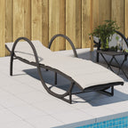 vidaXL Sonnenliege mit Auflage Grau Poly Rattan