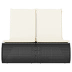 vidaXL Doppel-Sonnenliege mit Kissen Schwarz Poly Rattan