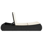 vidaXL Doppel-Sonnenliege mit Kissen Schwarz Poly Rattan