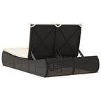 vidaXL Doppel-Sonnenliege mit Kissen Schwarz Poly Rattan