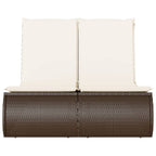 vidaXL Doppel-Sonnenliege mit Auflagen Braun Poly Rattan