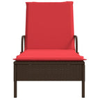 vidaXL Sonnenliege mit Rollen und Kissen Braun Poly Rattan