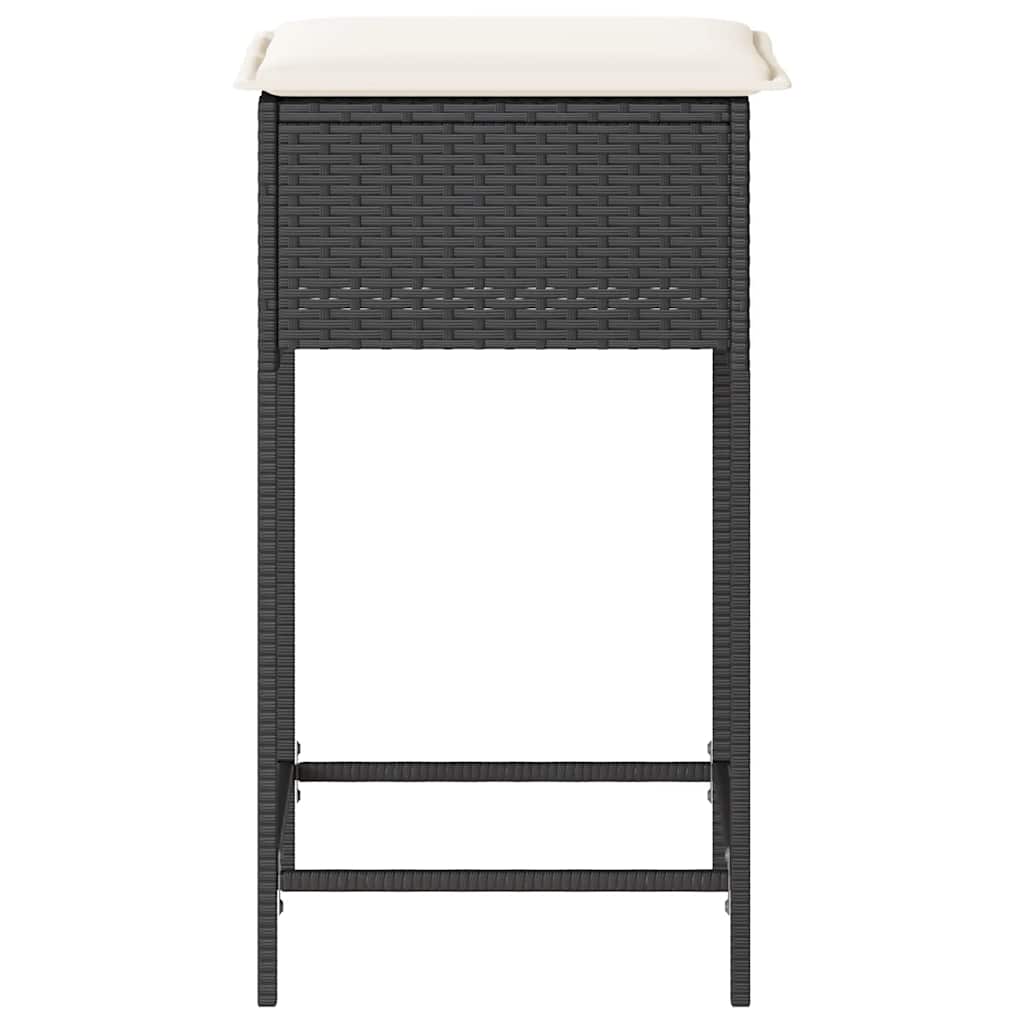 vidaXL Garten-Barhocker mit Kissen 2 Stk. Schwarz Poly Rattan
