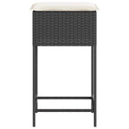 vidaXL Garten-Barhocker mit Kissen 2 Stk. Schwarz Poly Rattan