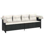 vidaXL Sonnenliege mit Dach und Kissen Schwarz Poly Rattan
