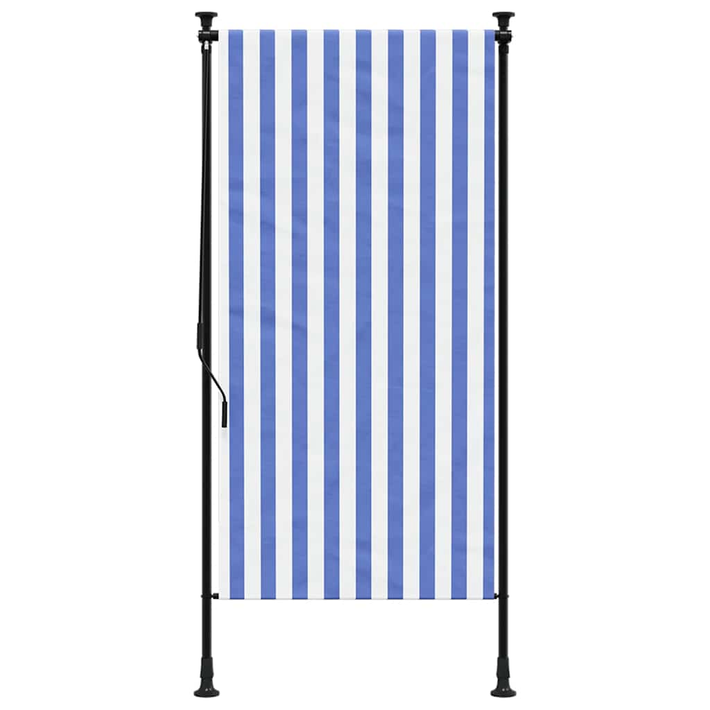 vidaXL Außenrollo Blau und Weiß 100x270 cm Stoff und Stahl