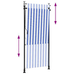 vidaXL Außenrollo Blau und Weiß 100x270 cm Stoff und Stahl