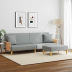 vidaXL Schlafsofa 2-Sitzer mit Kissen und Fußhocker Hellgrau Samt
