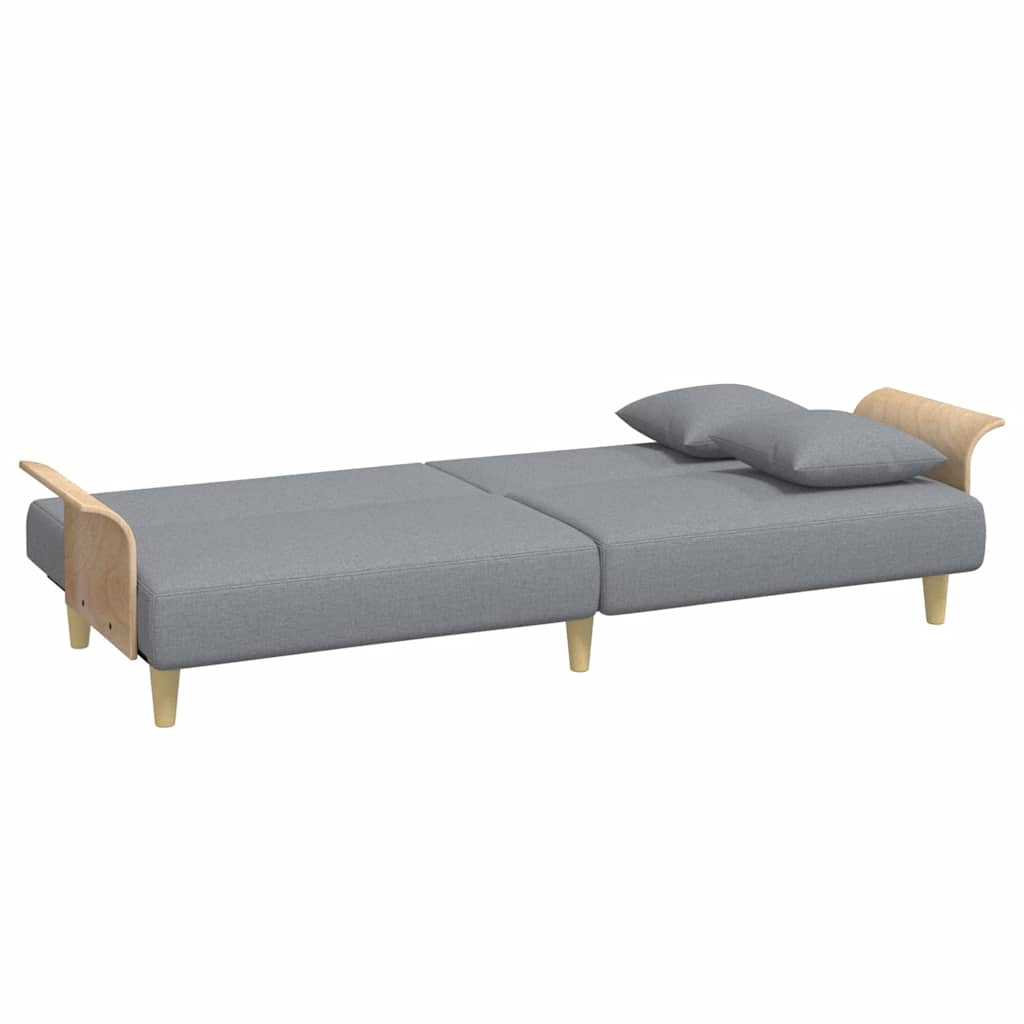 vidaXL Schlafsofa 2-Sitzer mit Kissen und Fußhocker Hellgrau Samt