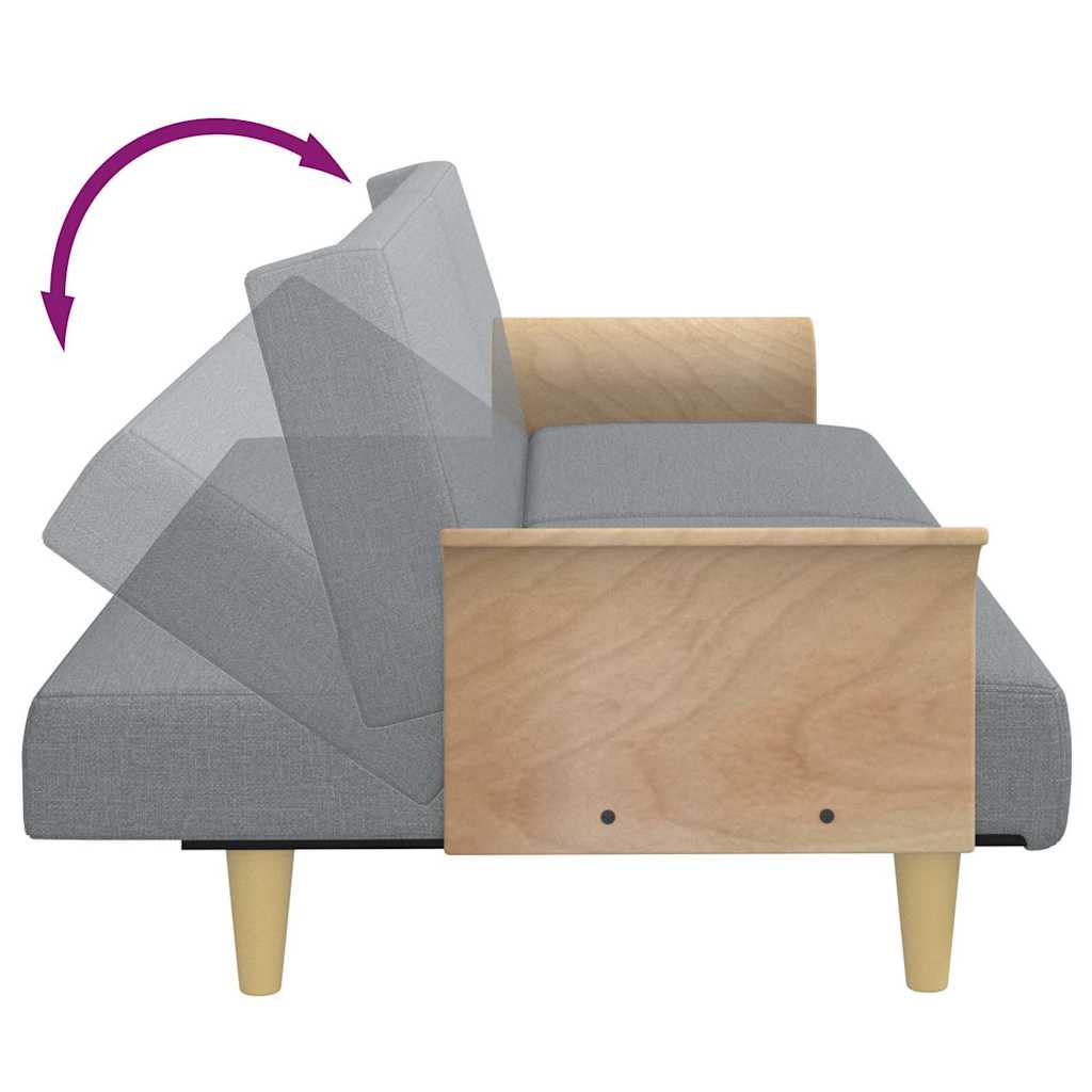 vidaXL Schlafsofa 2-Sitzer mit Kissen und Fußhocker Hellgrau Samt