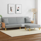 vidaXL Schlafsofa 2-Sitzer mit Kissen und Fußhocker Hellgrau Samt