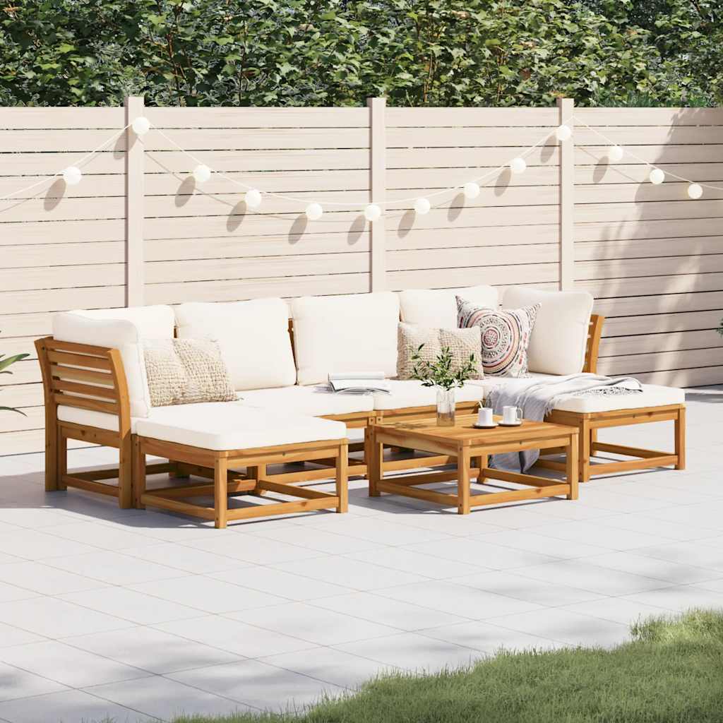 vidaXL 7-tlg. Garten-Lounge-Set mit Kissen Massivholz Akazie