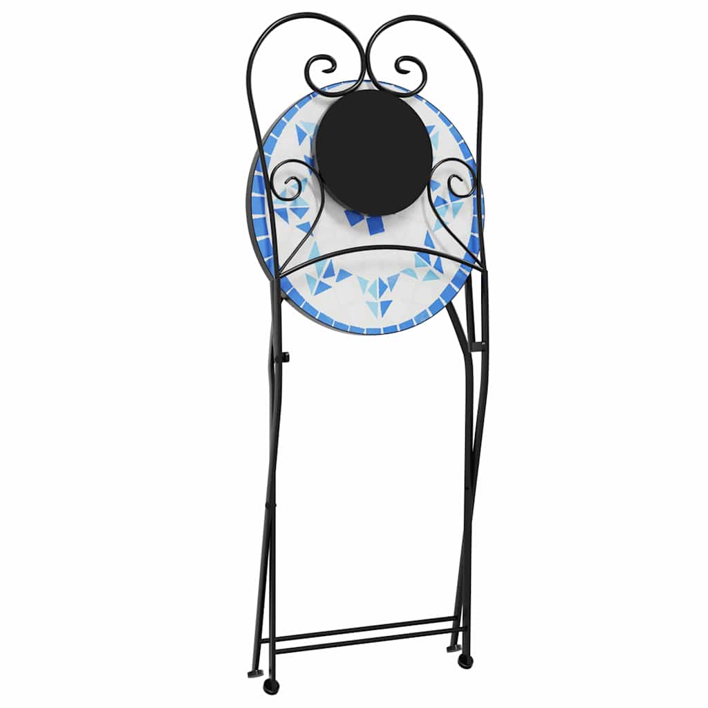 vidaXL Mosaik-Bistro-Set Blau und Weiß Eisen und Keramik