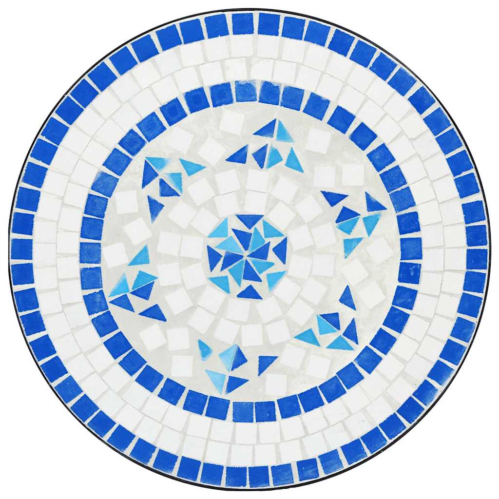 vidaXL Mosaik-Bistro-Set Blau und Weiß Eisen und Keramik