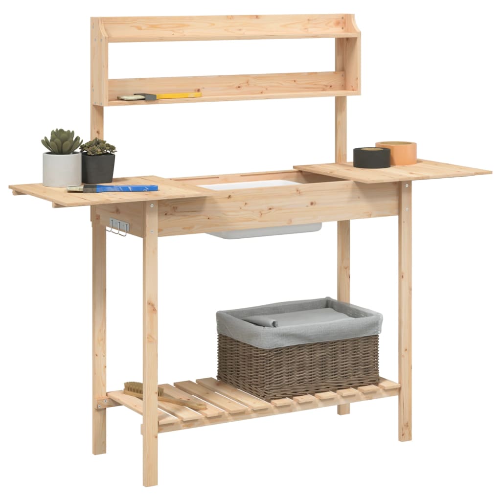 vidaXL Pflanztisch mit Waschbecken 147,5x44x139,5 cm Massivholz Tanne