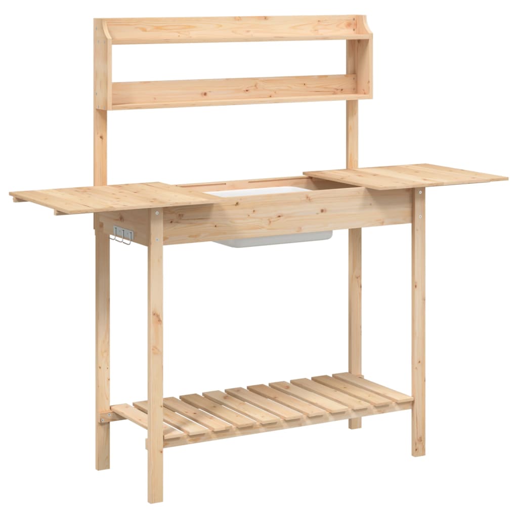vidaXL Pflanztisch mit Waschbecken 147,5x44x139,5 cm Massivholz Tanne