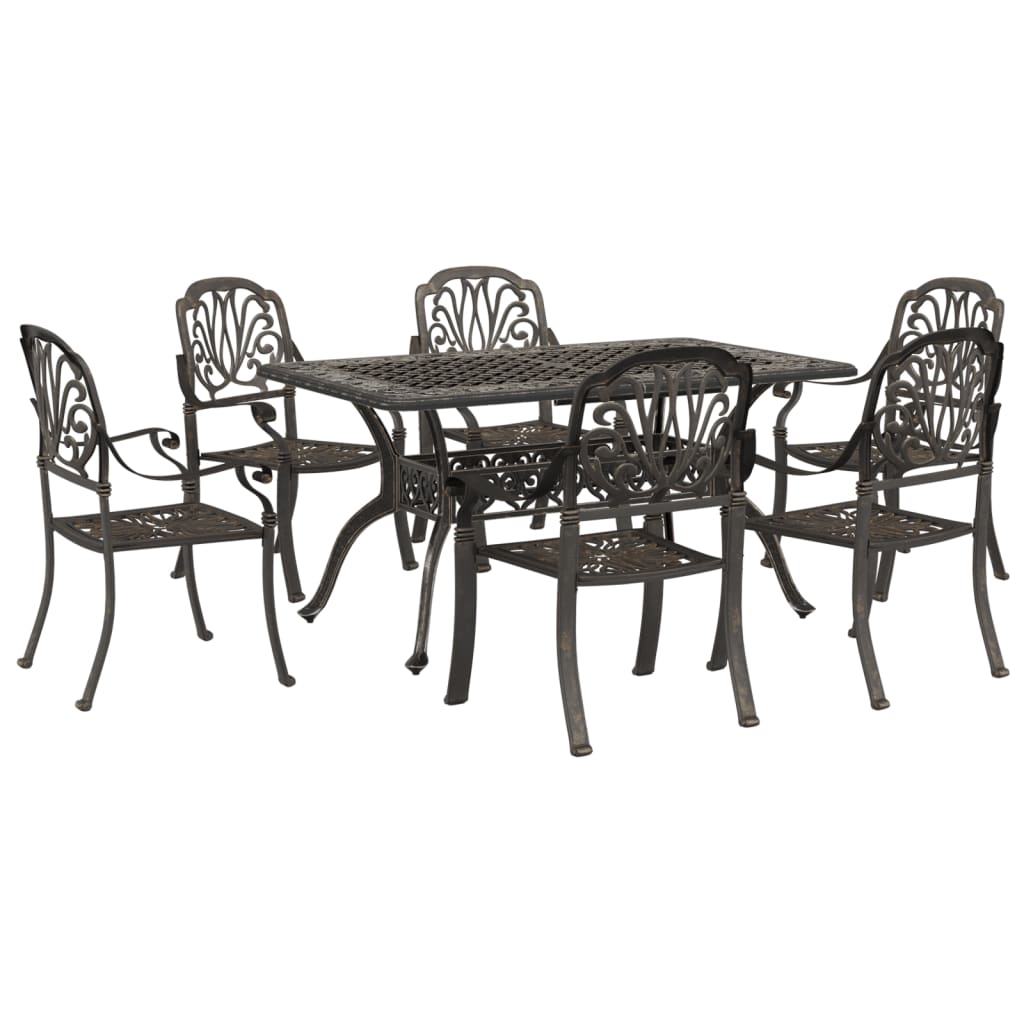vidaXL 7-tlg. Garten-Essgruppe Bronzen Aluminiumguss