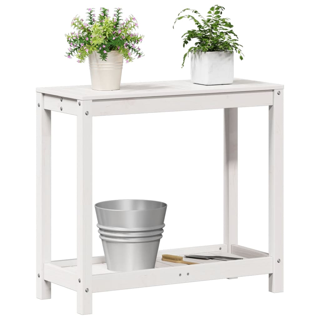 vidaXL Pflanztisch mit Ablage Weiß 82,5x35x75 cm Massivholz Kiefer