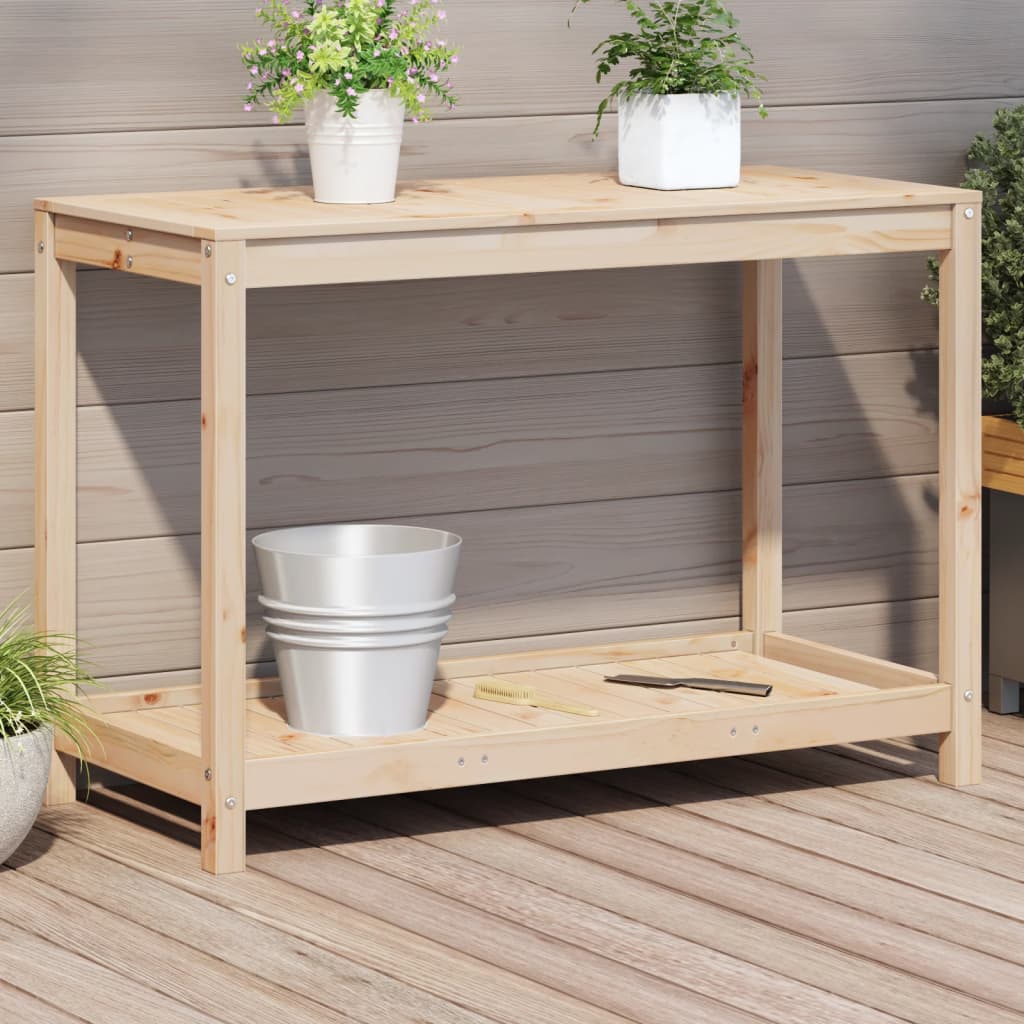 vidaXL Pflanztisch mit Ablage Weiß 82,5x35x75 cm Massivholz Kiefer