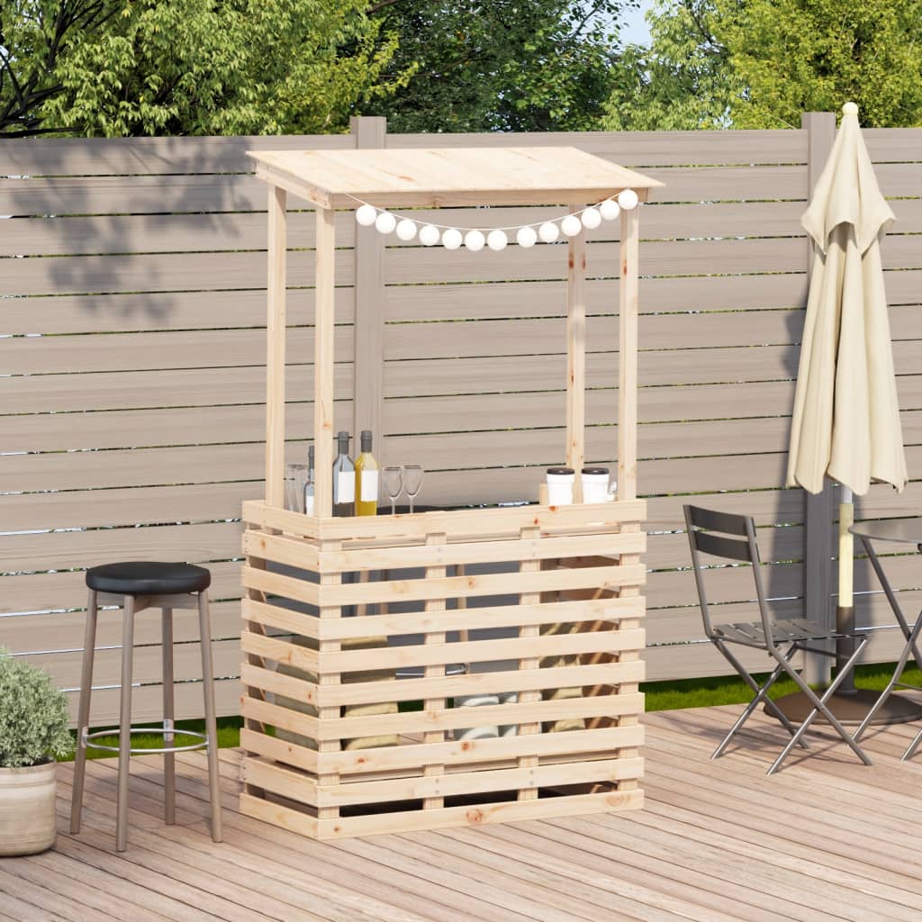 vidaXL Gartenbar mit Dach 112,5x57x195,5 cm Massivholz Kiefer