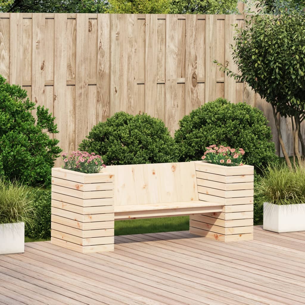 vidaXL Gartenbank mit Pflanzkübeln 167,5x60x65 cm Massivholz Kiefer