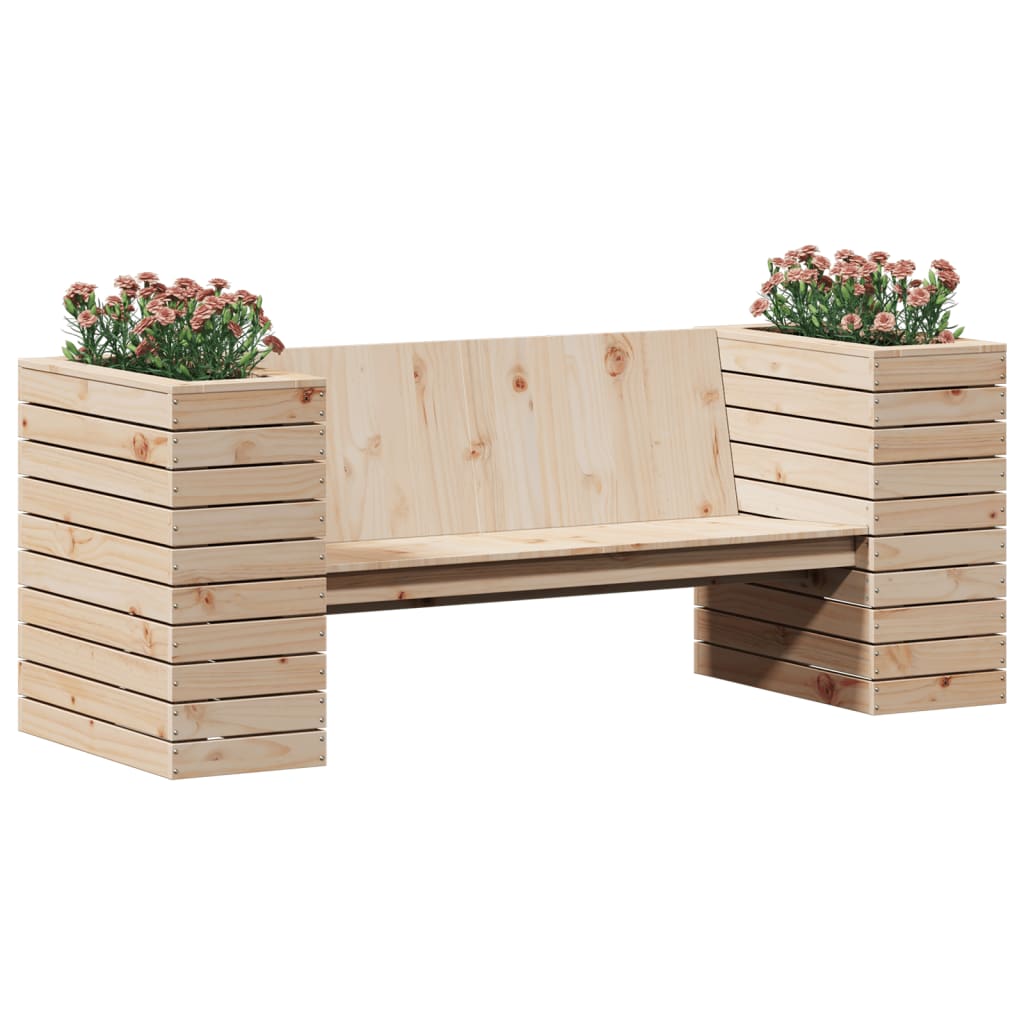 vidaXL Gartenbank mit Pflanzkübeln 167,5x60x65 cm Massivholz Kiefer